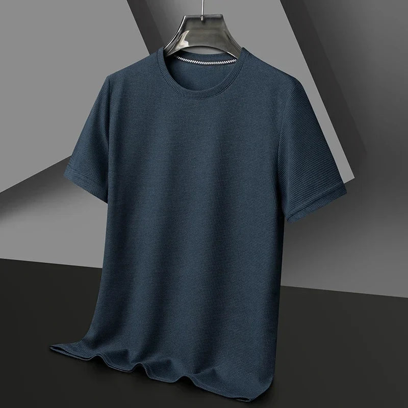 Camiseta de manga corta para hombre - con textura y cuello redondo