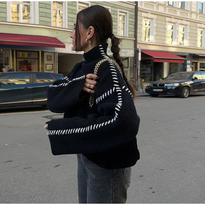 Gabrielle - Jersey de punto acanalado con detalle de cordones en el lateral