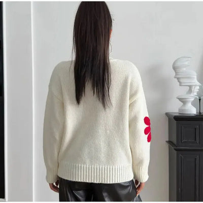 Farah - Jersey de punto grueso con llamativos apliques florales