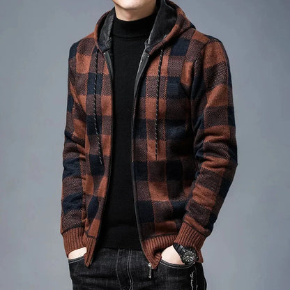 Chaqueta con capucha de cuadros para hombre - Sam