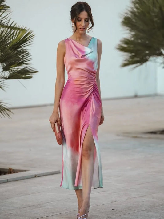 Talía - Vestido de tinte con cuello chal
