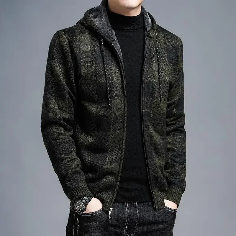 Chaqueta con capucha de cuadros para hombre - Sam