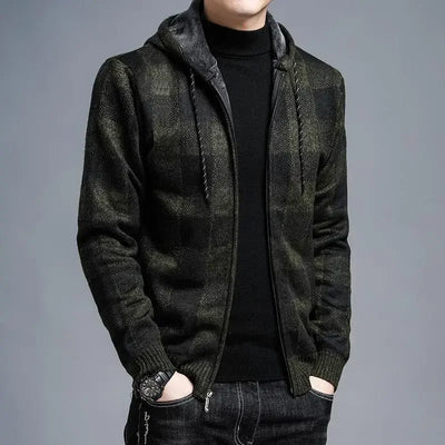 Chaqueta con capucha de cuadros para hombre - Sam