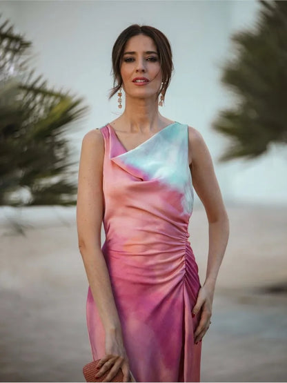 Talía - Vestido de tinte con cuello chal
