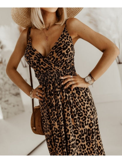 Maxivestido con tirantes y estampado de leopardo Gigi