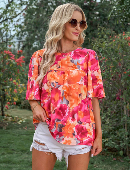 Shanee - Blusa floral con mangas