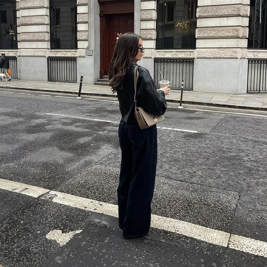 Chaqueta biker corta de mujer con cremallera metalica - Raizy