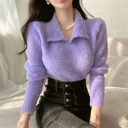 Lore - Jersey de felpa con cuello y mangas largas