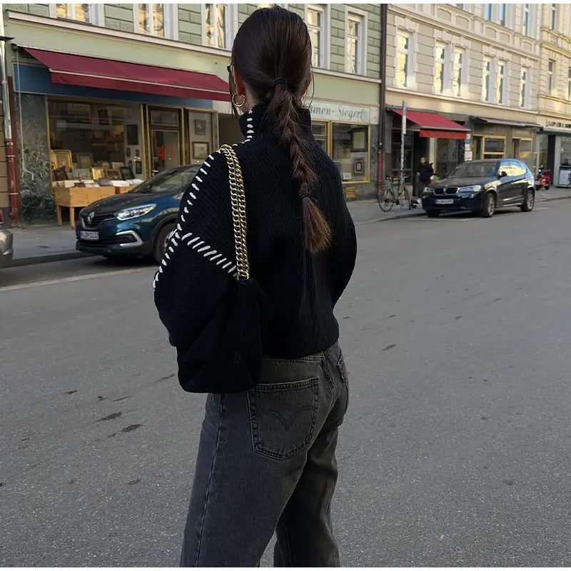 Gabrielle - Jersey de punto acanalado con detalle de cordones en el lateral