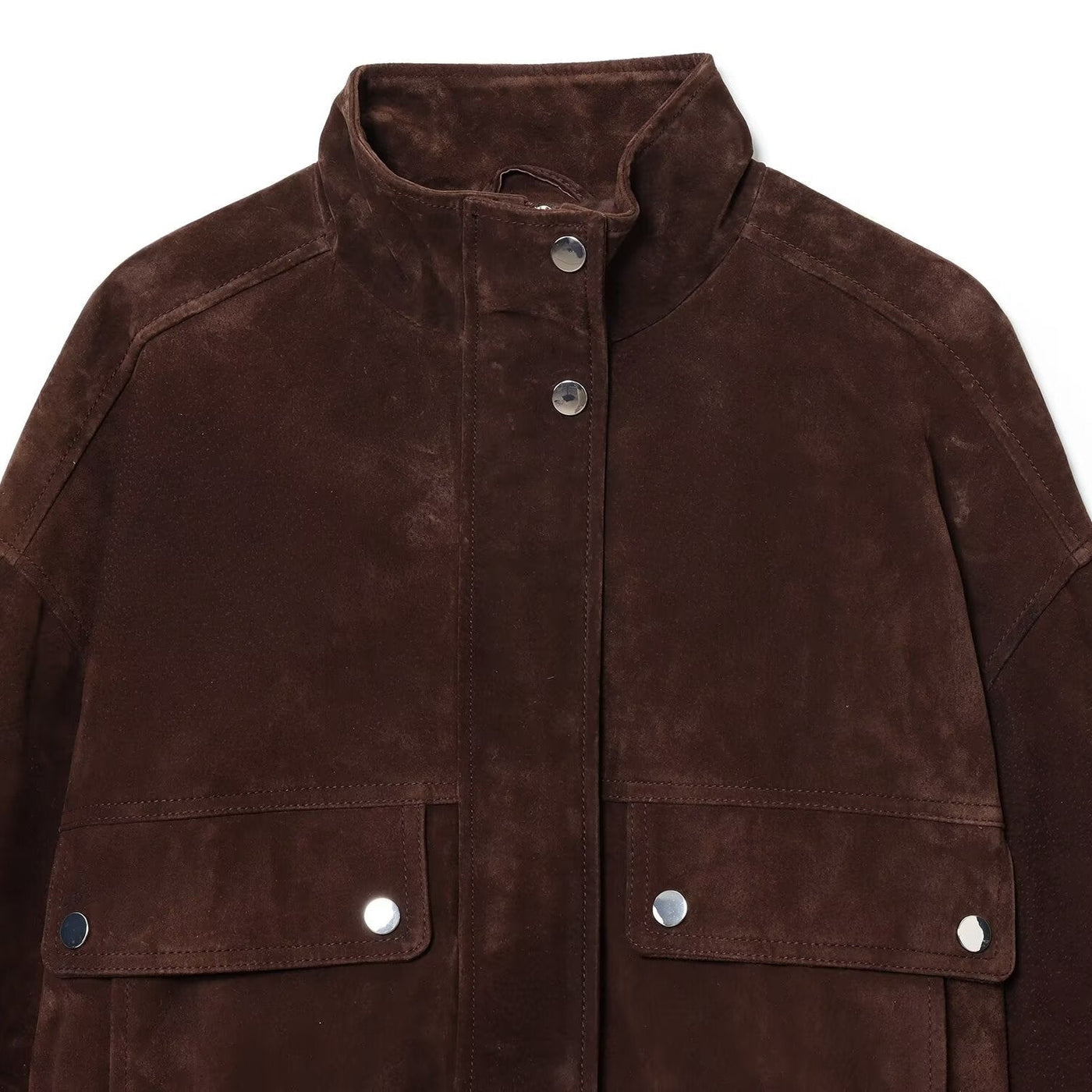 Chaqueta de ante con bolsillos frontales para mujer - Mireane