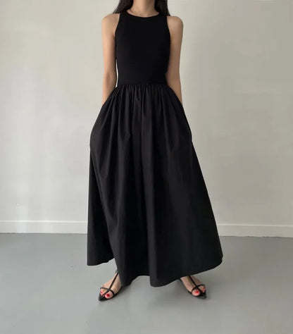 Vestido largo mujer sin mangas elegante negro - Marie