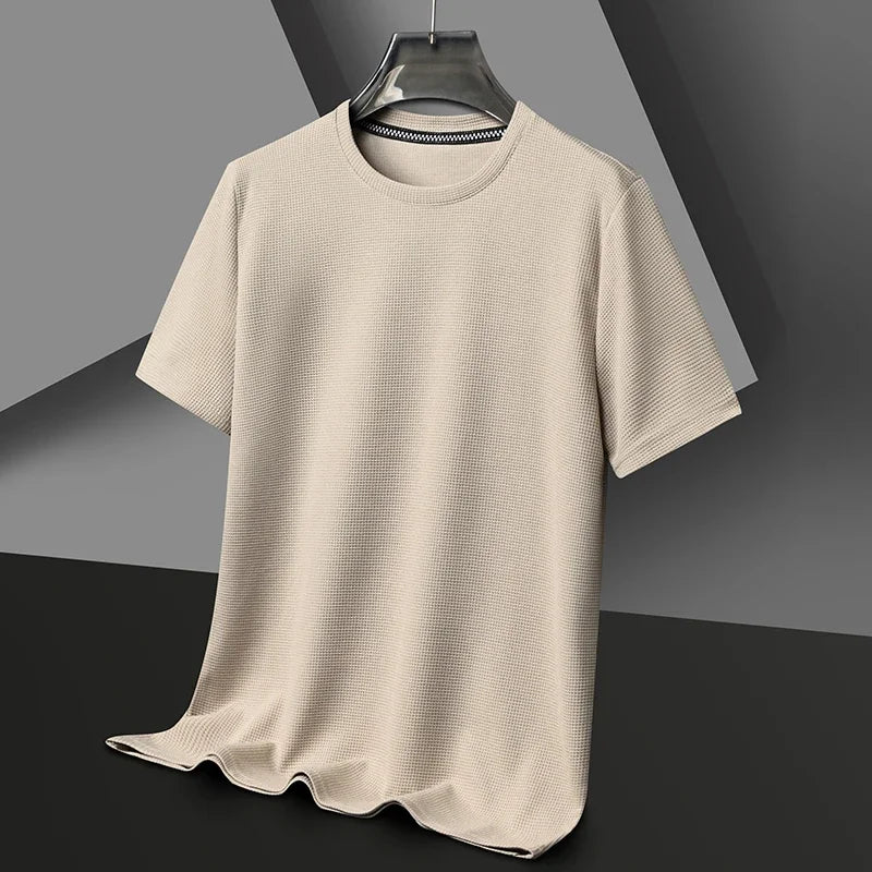 Camiseta de manga corta para hombre - con textura y cuello redondo