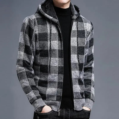Chaqueta con capucha de cuadros para hombre - Sam