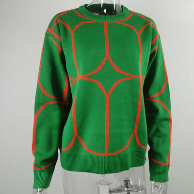 Chio - Jersey geométrico de cuello redondo y estampado llamativo