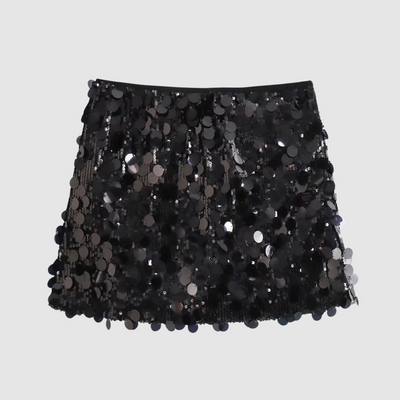 Elegante minifalda con brillantes lentejuelas, perfecta para un glamuroso look de fiesta