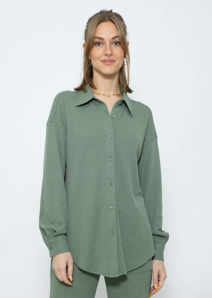 Reina - Blusa oversize de piqué gofrado