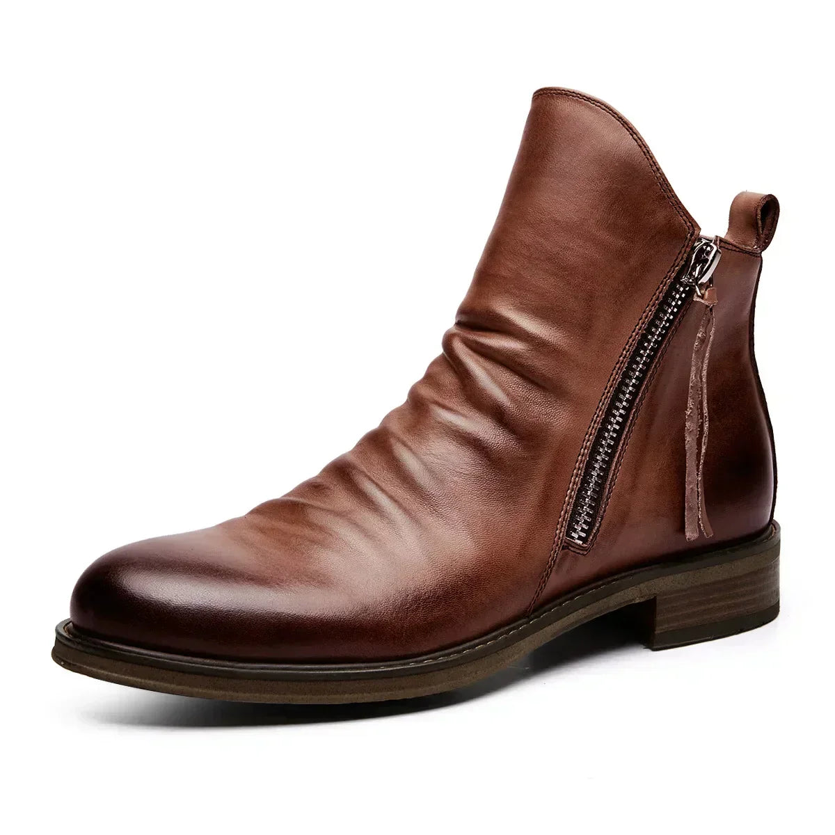 Elegantes botas Chelsea de piel auténtica para hombre