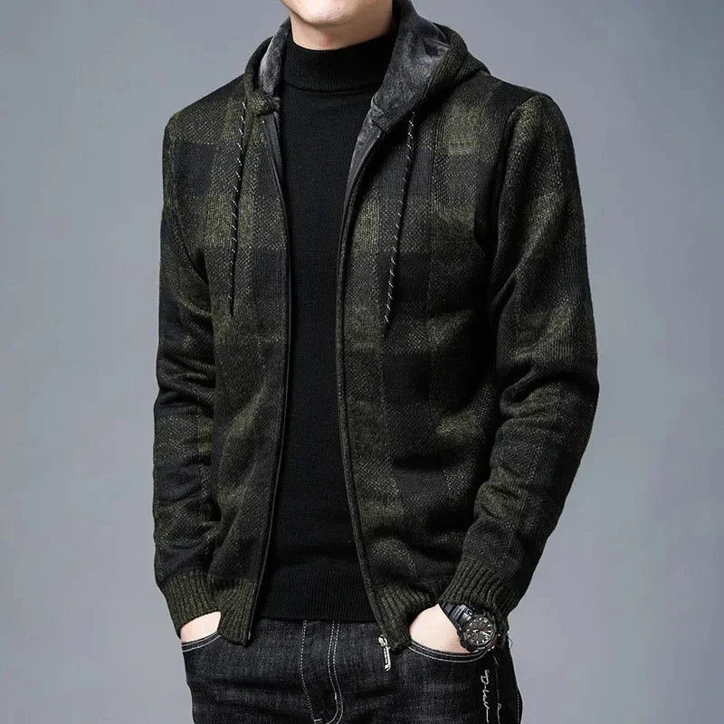 Chaqueta con capucha de cuadros para hombre - Sam