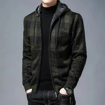 Chaqueta con capucha de cuadros para hombre - Sam