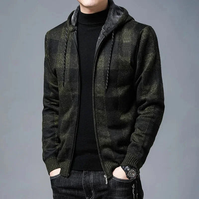 Chaqueta con capucha de cuadros para hombre - Sam