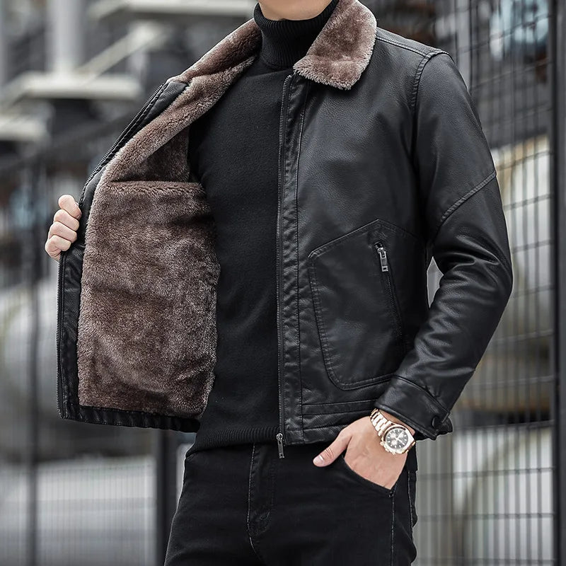 Chaqueta de piel para hombre con cuello - Leon