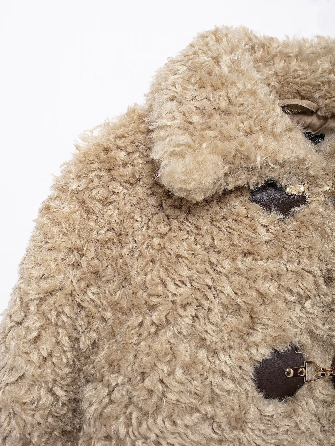 Chaqueta de peluche de mujer con cierre hebilla - Keren