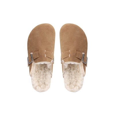 Zapatos tipo zueco con forro interior de felpa para mujer - Yadhi