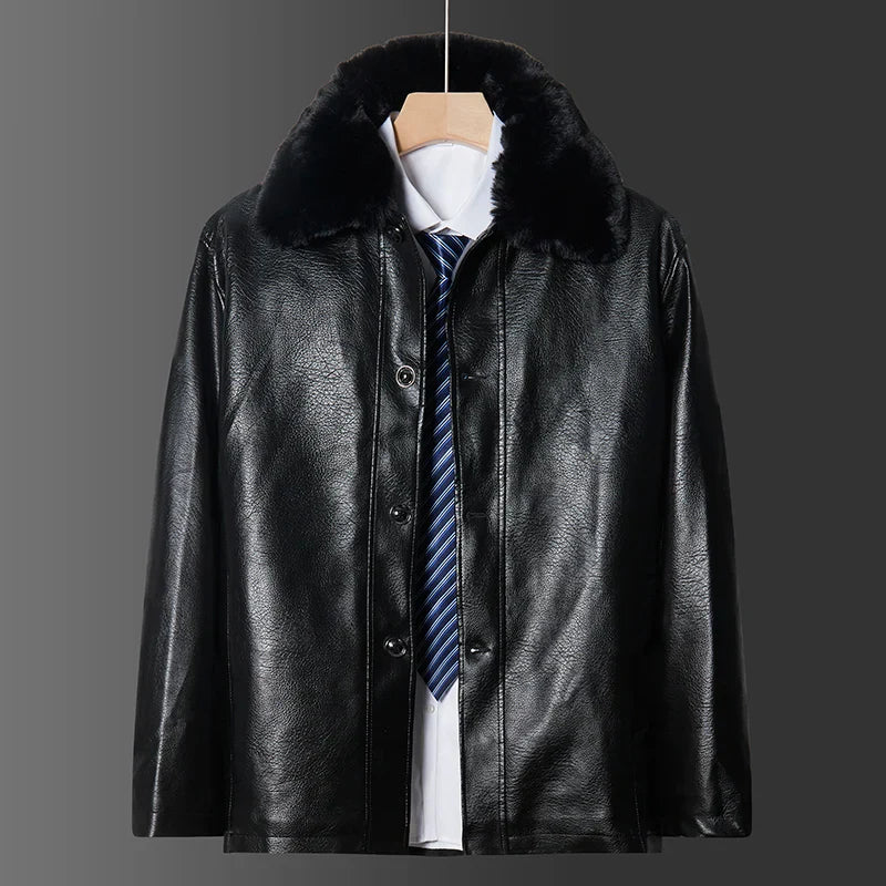 Chaqueta de piel vegana con cuello - Liam