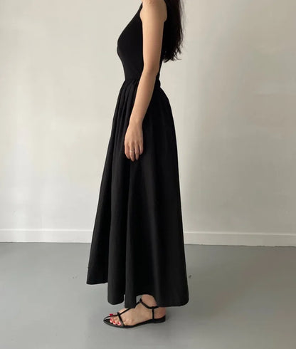 Vestido largo mujer sin mangas elegante negro - Marie