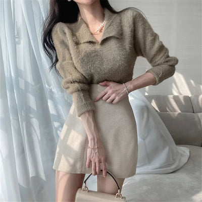 Lore - Jersey de felpa con cuello y mangas largas