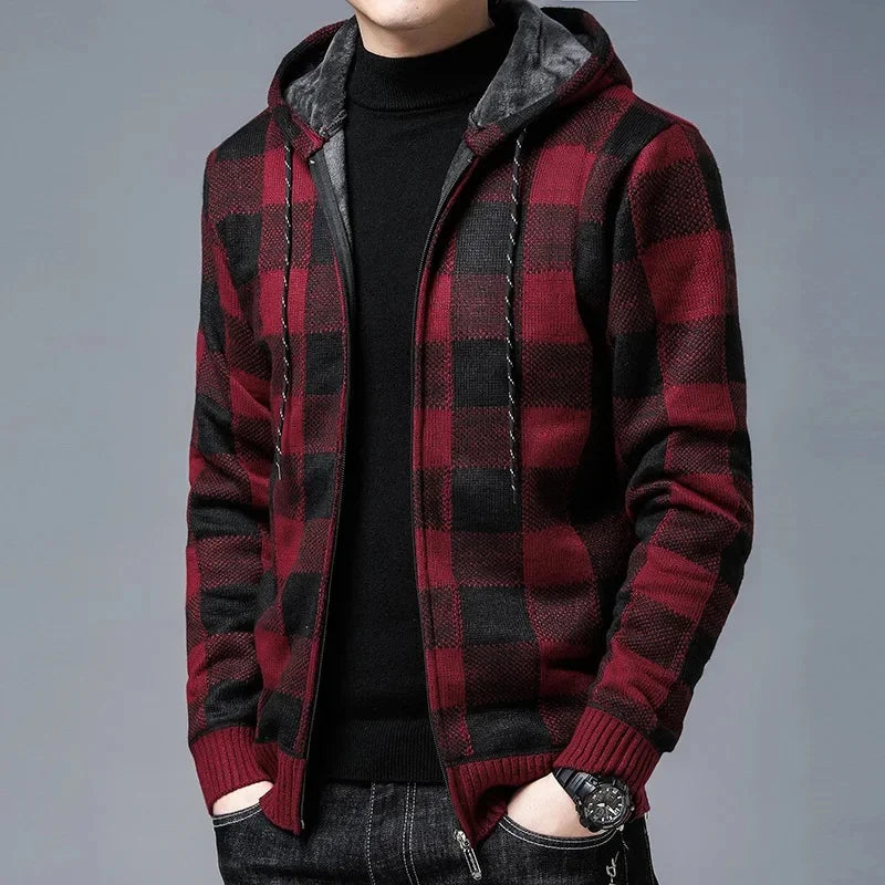 Chaqueta con capucha de cuadros para hombre - Sam