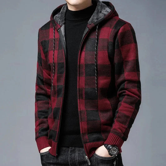 Chaqueta con capucha de cuadros para hombre - Sam