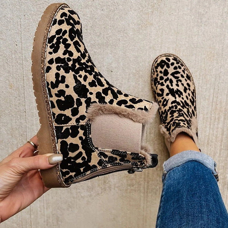 Elaine - Botas Chelsea estampadas de leopardo para mujer