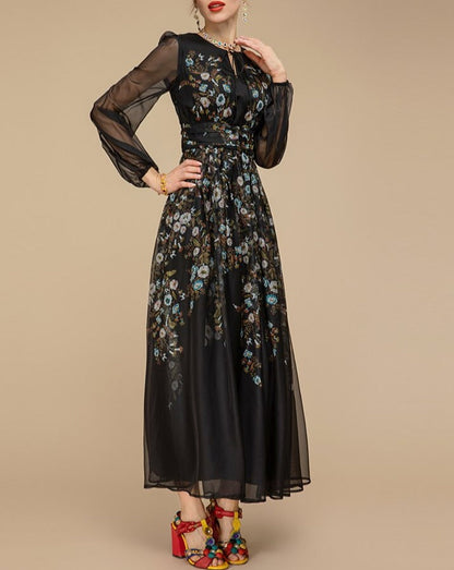 Sandrine - Maxi vestido bordado negro