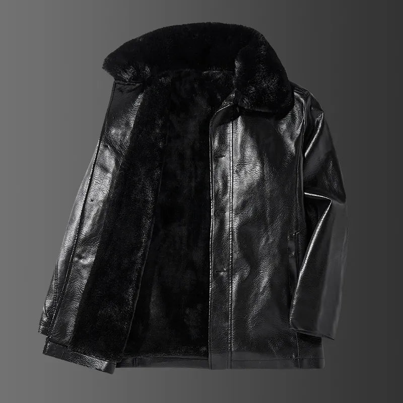 Chaqueta de piel vegana con cuello - Liam