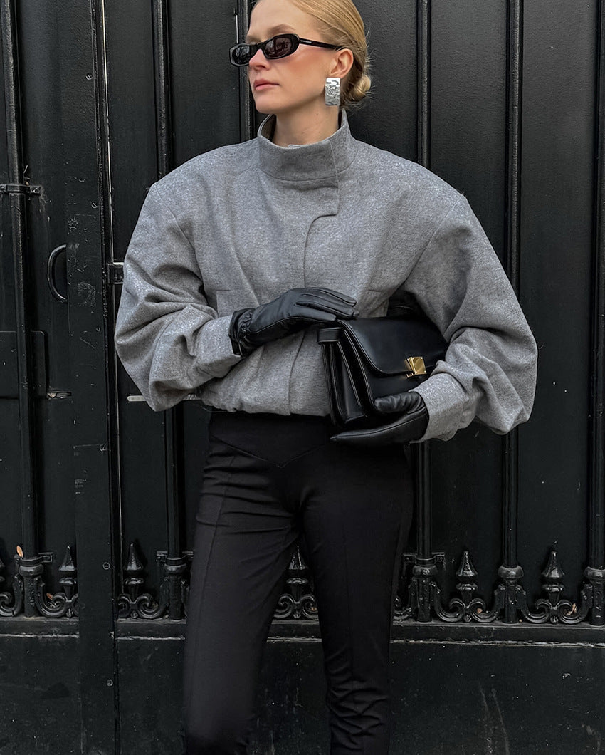 Chaqueta corta de mujer con cuello alto - Yasmin