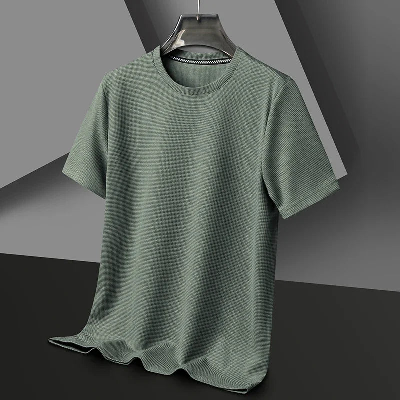 Camiseta de manga corta para hombre - con textura y cuello redondo