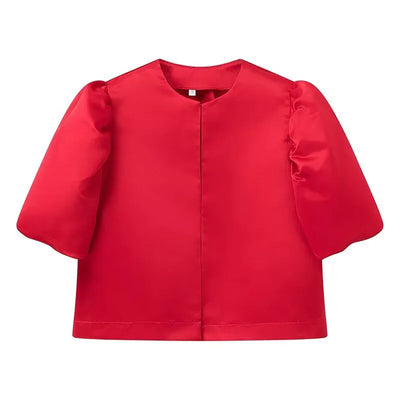 Mona - Elegante camisa de mujer con mangas cortas abullonadas