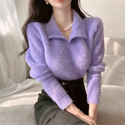 Lore - Jersey de felpa con cuello y mangas largas