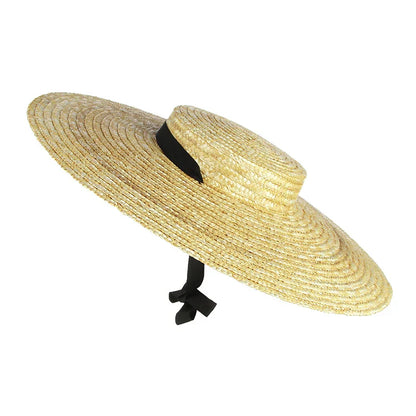 Sombrero de paja de encaje plano grueso de verano