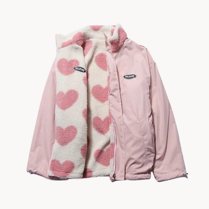 Renata - Romántica chaqueta de mujer con diseño de corazón de doble cara