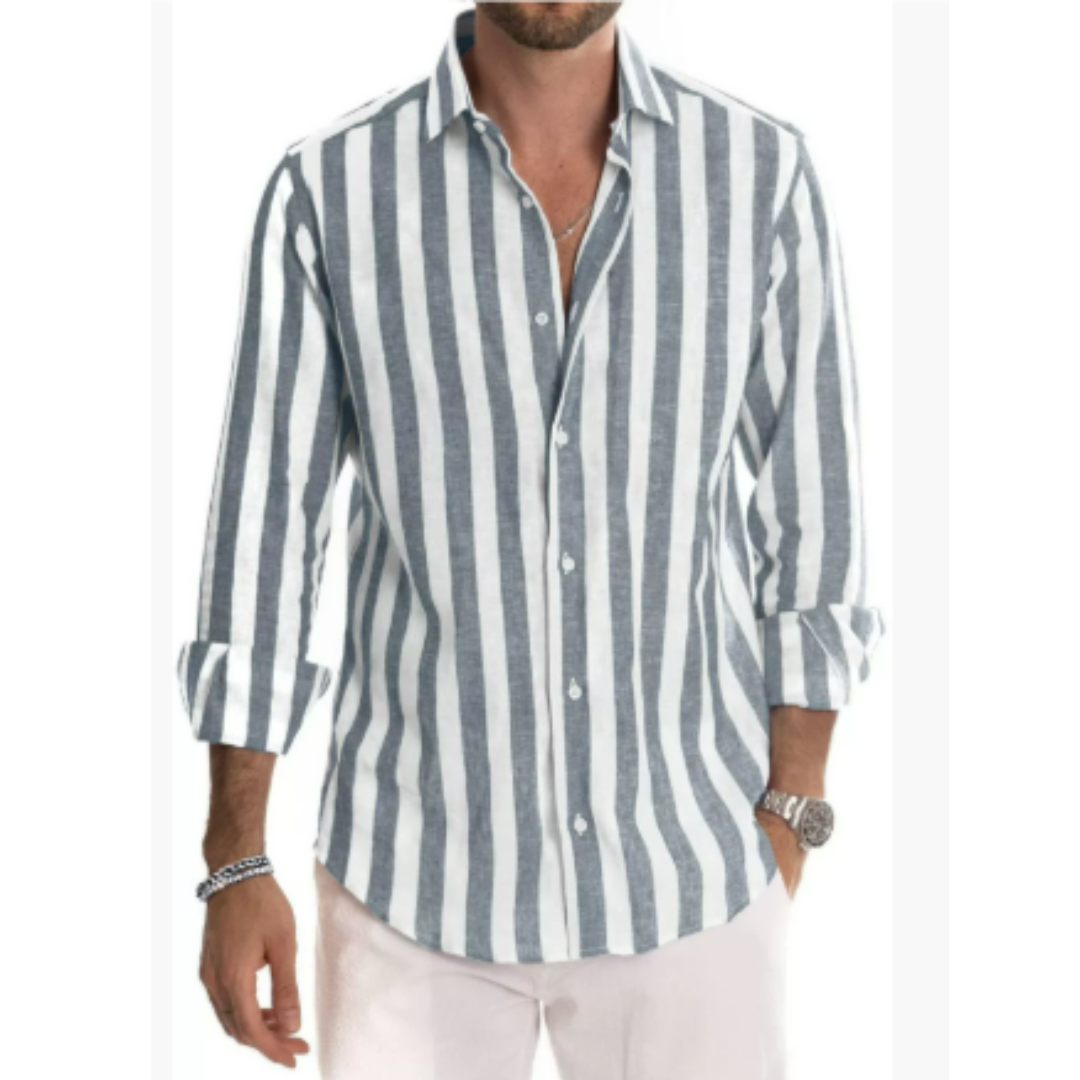 Camisa de manga larga con rayas - cuello abotonado