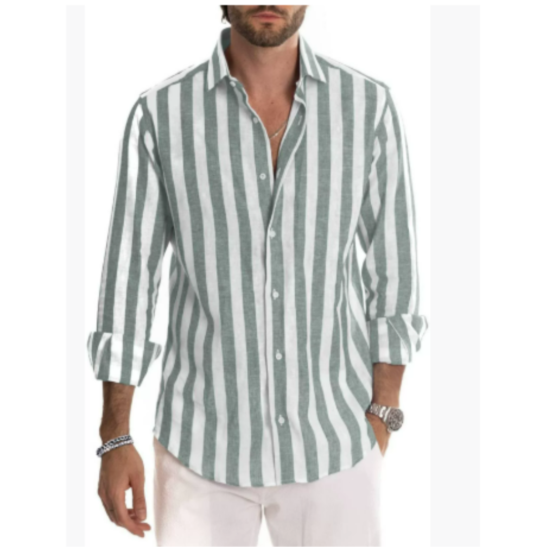 Camisa de manga larga con rayas - cuello abotonado