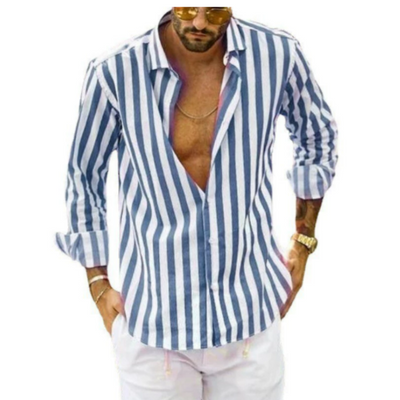 Camisa de manga larga con rayas - cuello abotonado