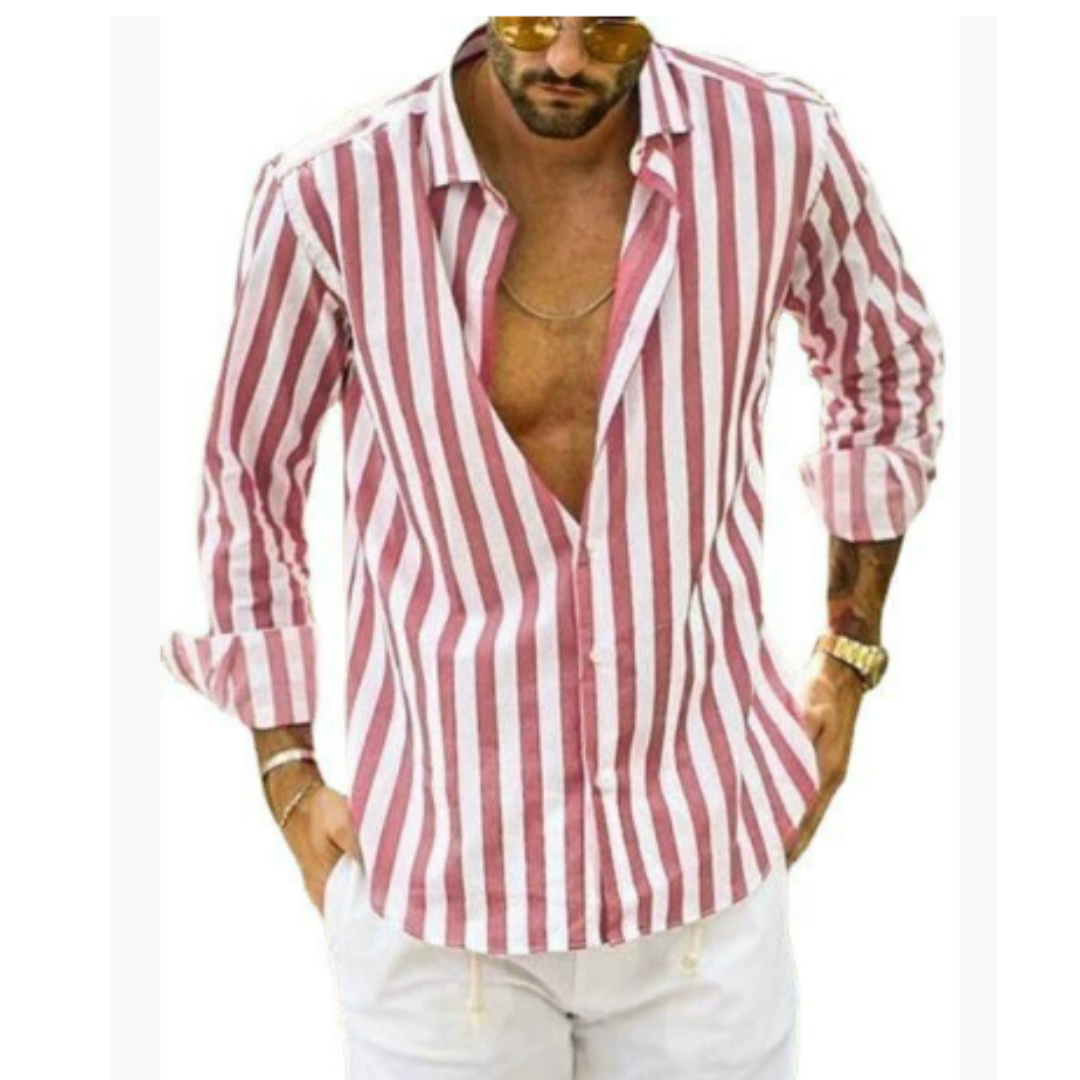 Camisa de manga larga con rayas - cuello abotonado