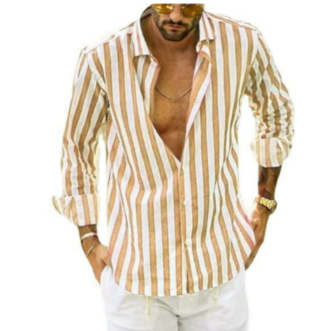 Camisa de manga larga con rayas - cuello abotonado