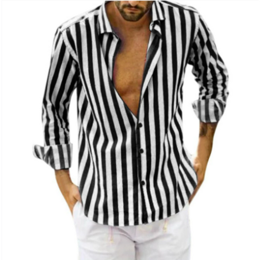 Camisa de manga larga con rayas - cuello abotonado