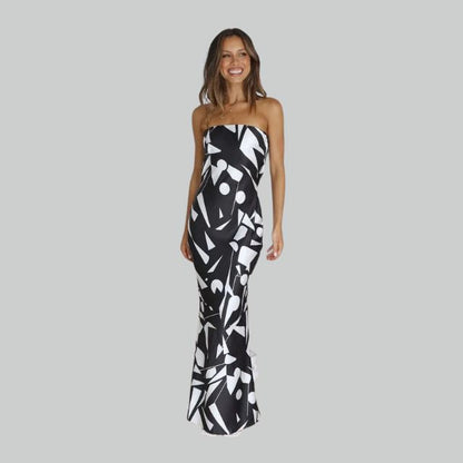 Andrea - Maxivestido sin tirantes con abertura lateral