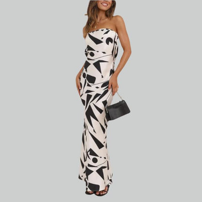 Andrea - Maxivestido sin tirantes con abertura lateral