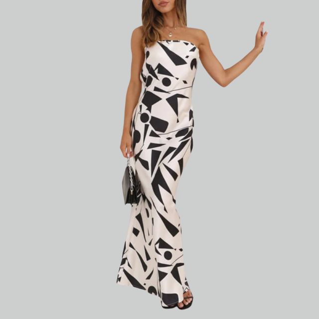 Andrea - Maxivestido sin tirantes con abertura lateral